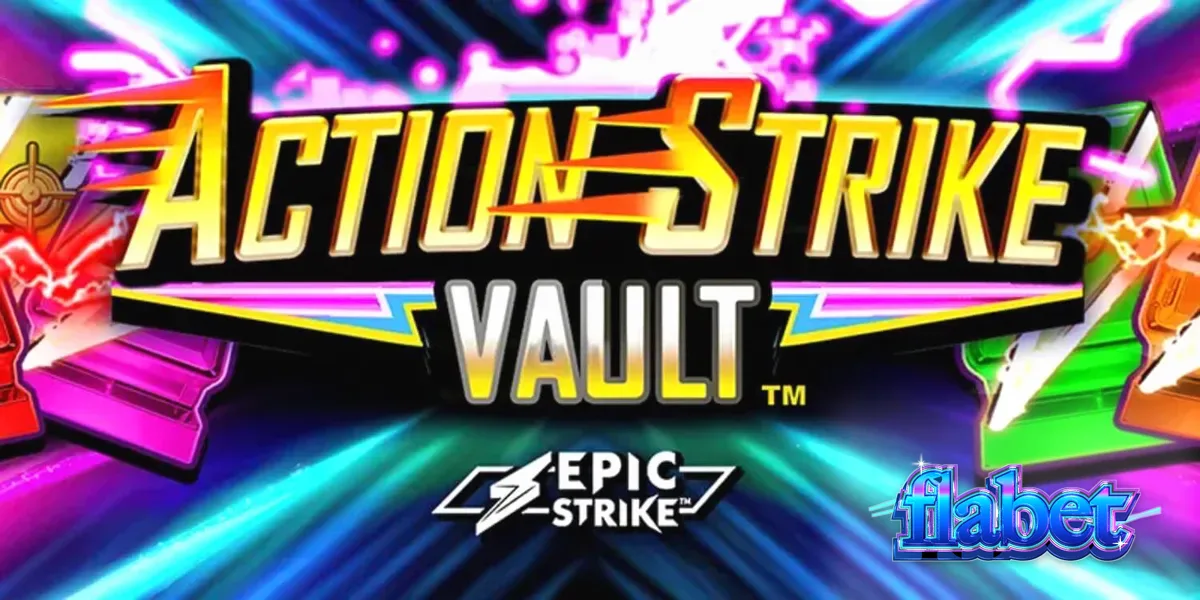 Interface do jogo de slot Action Strike Vault com elementos neon e espaciais
